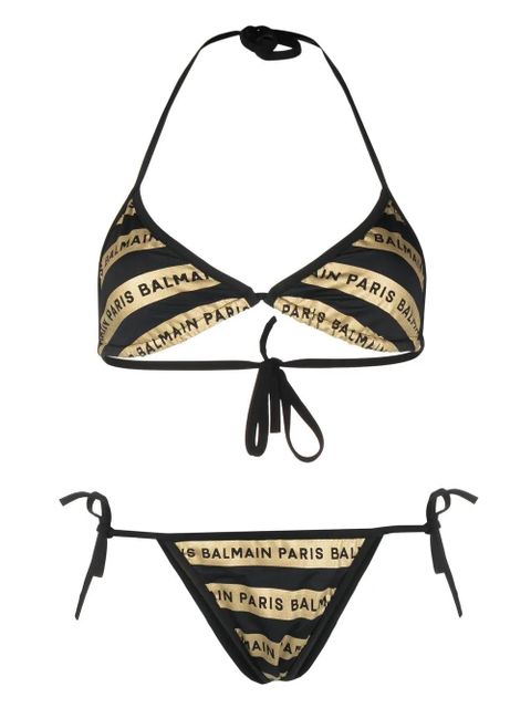 Balmain logo-stripe-print bikini - Black - zdjęcie produktu nr 1