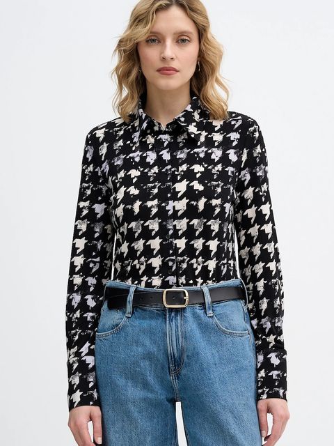 Sisley koszula damska kolor czarny regular z kołnierzykiem klasycznym 5ZVHLQ07H - zdjęcie produktu nr 1