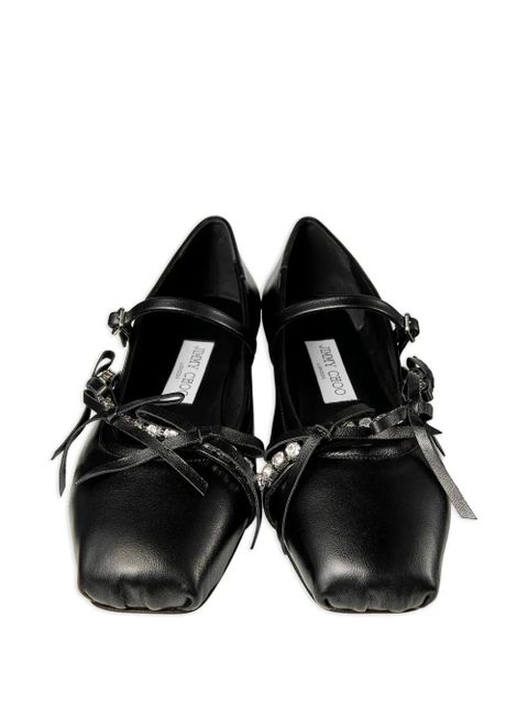 Jimmy Choo square-toe ballerina shoes - Black