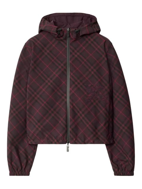 Burberry check-pattern hooded cropped jacket - Red - zdjęcie produktu nr 1