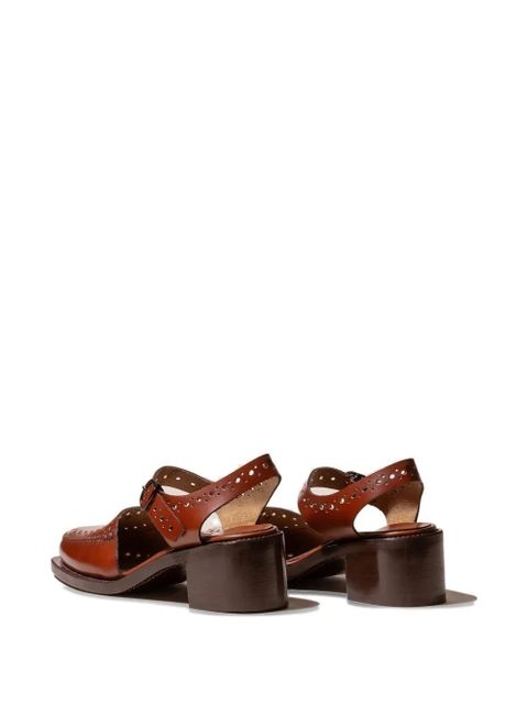 Hereu 50mm Picada buckle-fastening perforated pumps - Brown