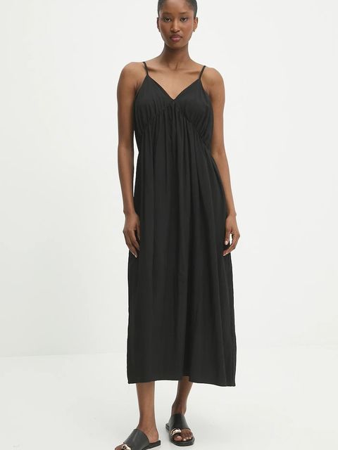 Answear.LAB sukienka kolor czarny midi rozkloszowana