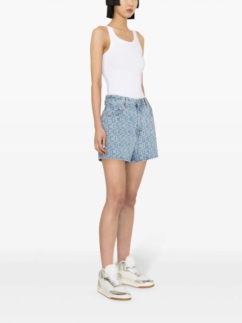 GCDS monogram high-rise denim shorts - Blue