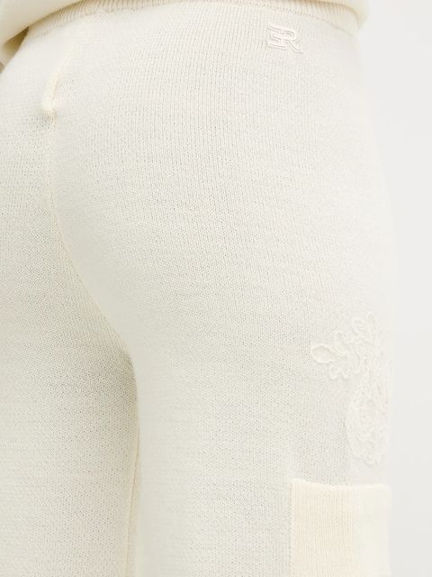 ERMANNO Firenze spodnie dresowe z dodatkiem wełny damskie kolor beżowy gładkie 57TP027E85 - zdjęcie produktu nr 2