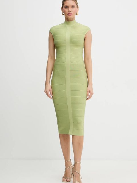 Herve Leger sukienka Davina kolor zielony midi dopasowana HLT8567266