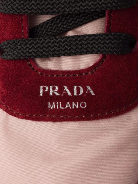 Prada suede-panel lace-up sneakers - Red