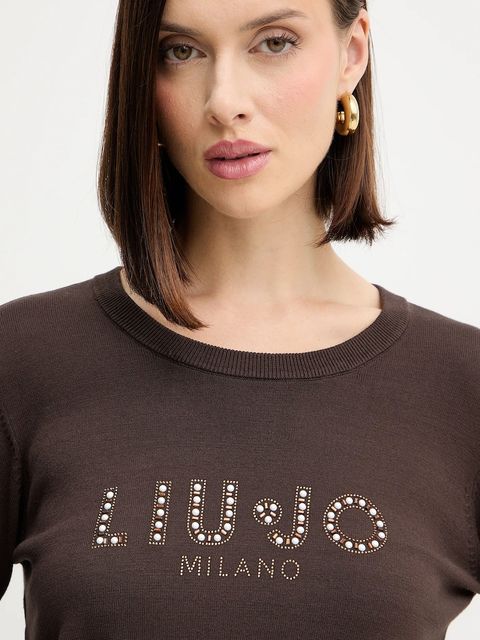 Liu Jo sweter damski kolor brązowy lekki TF5248.MS63L