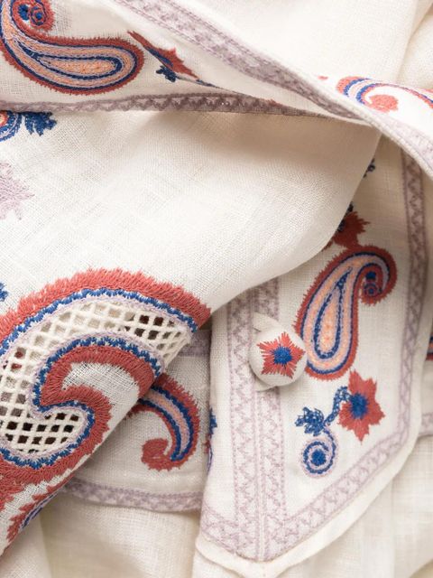 ZIMMERMANN Devi floral-embroidery midi dress - Neutrals