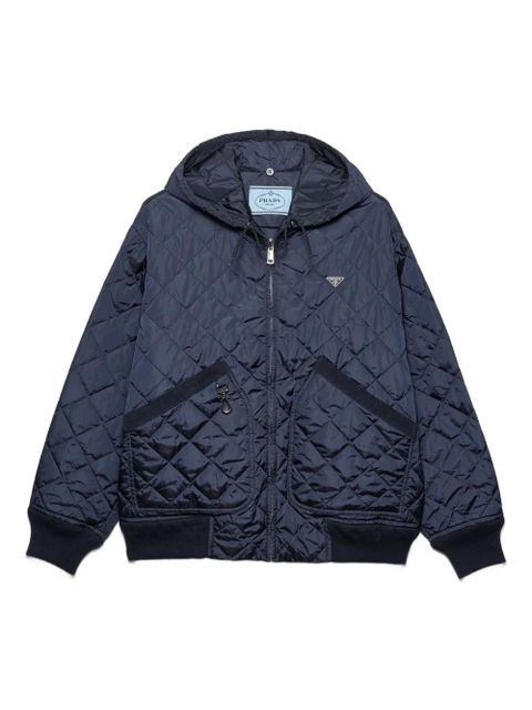 Prada hooded quilted jacket - Blue - zdjęcie produktu nr 1