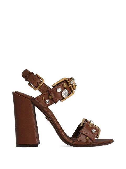 Dolce & Gabbana cowhide Keira sandals with embellishments - Brown - zdjęcie produktu nr 1