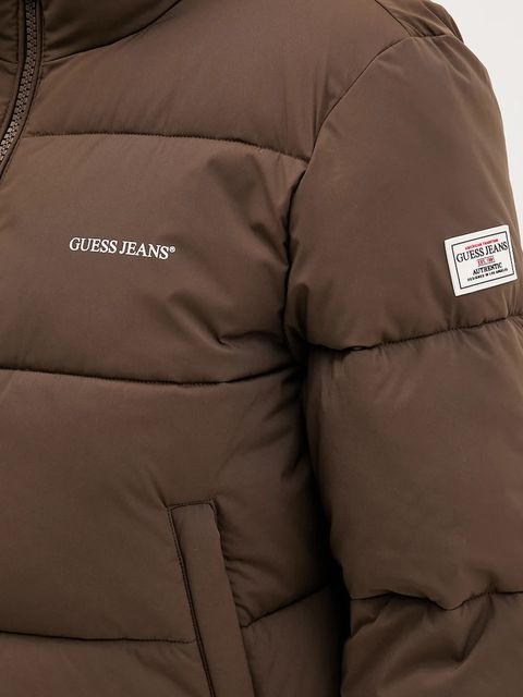 Guess Jeans kurtka damska kolor brązowy zimowa W4BL20 WGII2