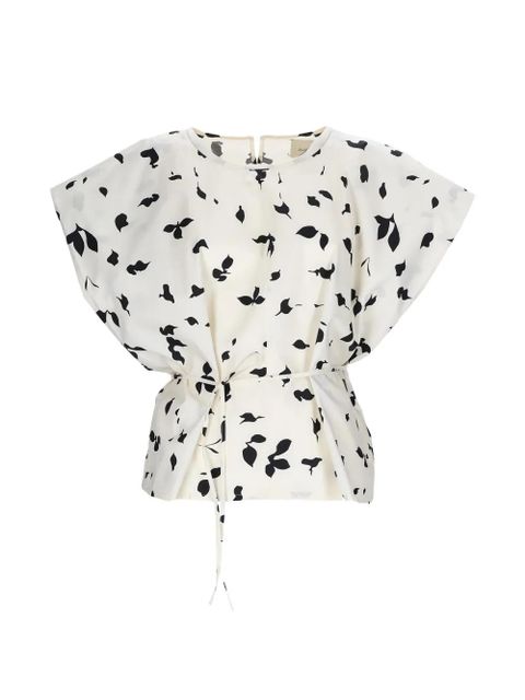 Alysi leaf-print tie blouse - White - zdjęcie produktu nr 1