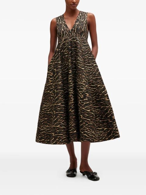 GANNI V-neck animal-print midi dress - Black - zdjęcie produktu nr 2