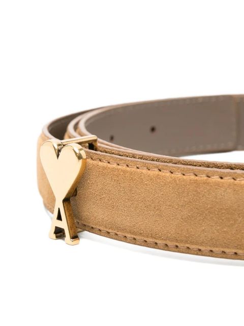 AMI Paris logo-plaque leather belt - Neutrals - zdjęcie produktu nr 2