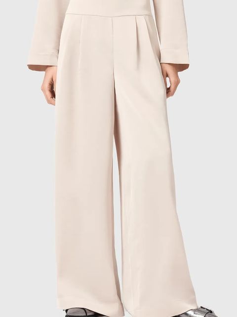 AllSaints spodnie LEANNE damskie kolor biały szerokie medium waist W015TD