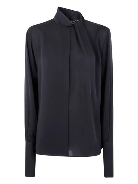 TOM FORD asymmetric-neck keyhole blouse - Black - zdjęcie produktu nr 1