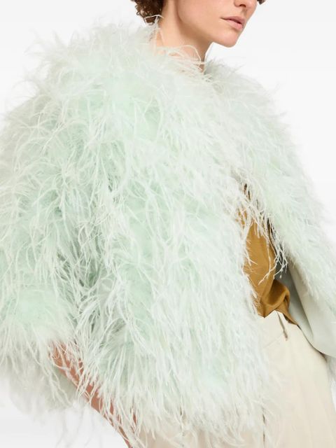 Yves Salomon cropped feather jacket - Green - zdjęcie produktu nr 2