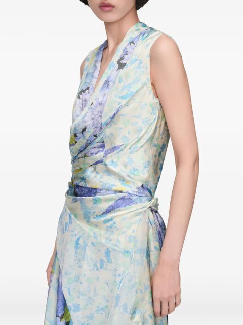 Maison Margiela floral draped midi dress - Blue