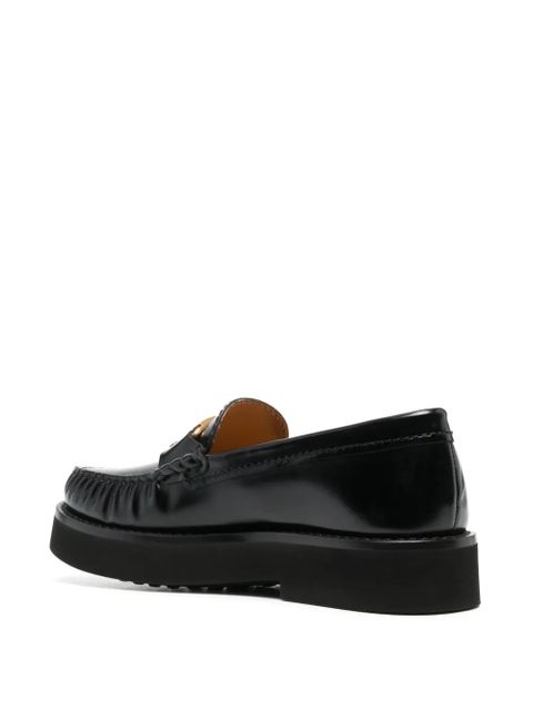 Tod's logo-plaque leather loafers - Black