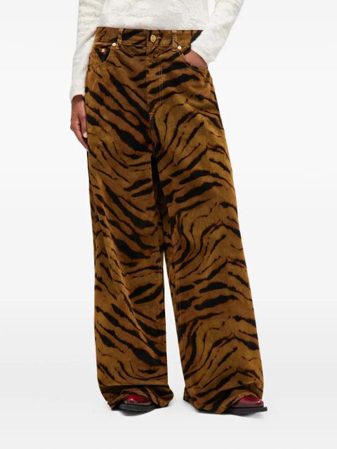 GANNI tiger-stripe jeans - Brown