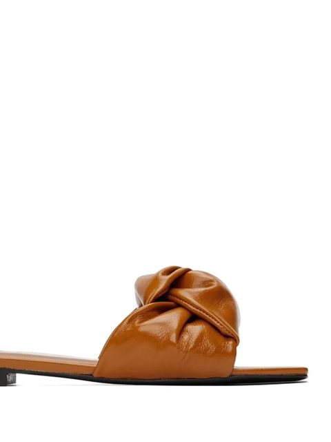 BY FAR Lima knot-detailed slip-on leather sandals - Brown - zdjęcie produktu nr 2