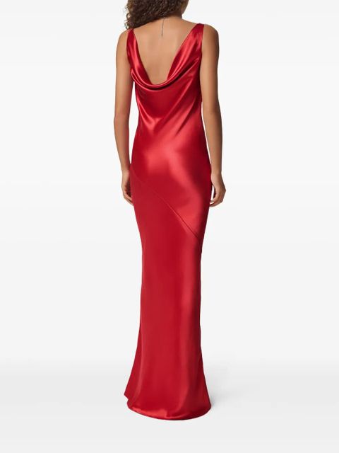 Versace Metal Mesh slip satin gown - Red