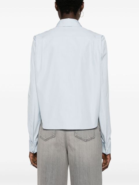 LOEWE Anagram-embroidered pintuck-panel shirt - Blue