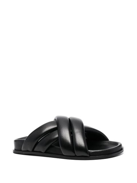 ANINE BING Lizzie leather cross-strap slides - Black