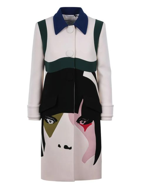 Prada face-intarsia single-breasted coat - Neutrals - zdjęcie produktu nr 1