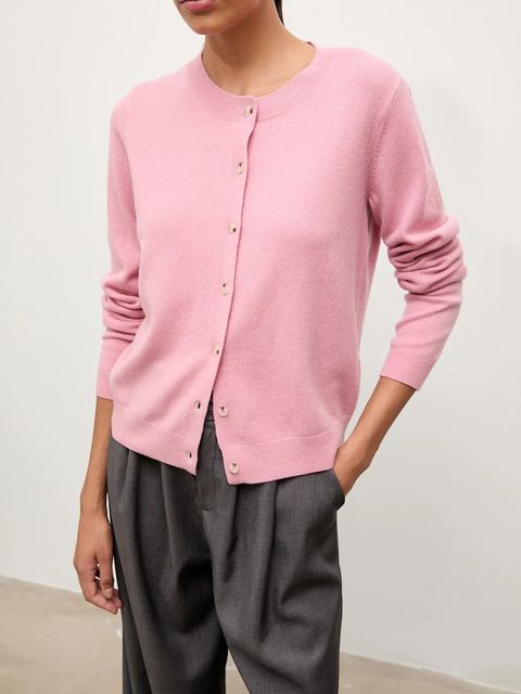 Answear.LAB kardigan z wełny merino damski kolor różowy lekki