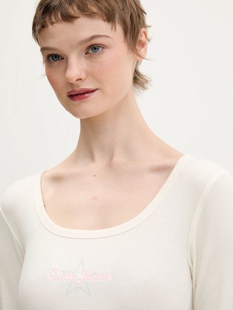 Guess Jeans longsleeve kolor beżowy W6RP24 KA0H1