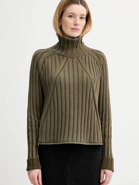 G-Star sweter bawełniany 0 damski kolor zielony z golfem D27172.D630 - zdjęcie produktu nr 1