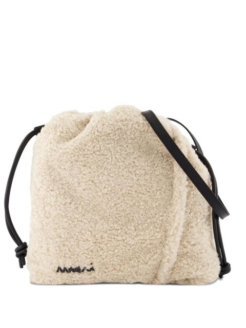 Marni faux-shearling drawstring crossbody bag - White - zdjęcie produktu nr 1