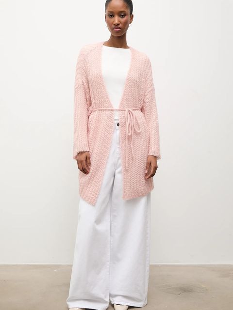 Answear.LAB kardigan z dodatkiem wełny damski kolor różowy lekki