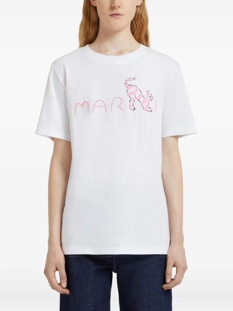 Marni flock-printed logo T-shirt - White - zdjęcie produktu nr 2