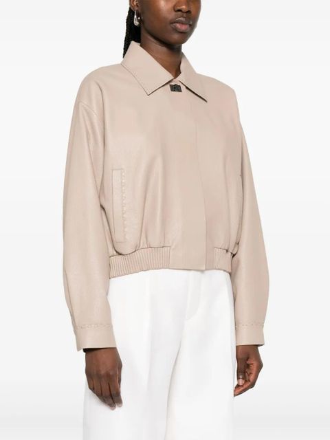 FENDI leather bomber jacket - Neutrals - zdjęcie produktu nr 2