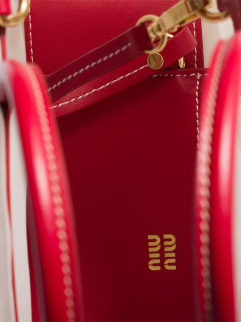 Miu Miu embroidered mesh top-handle bag - White