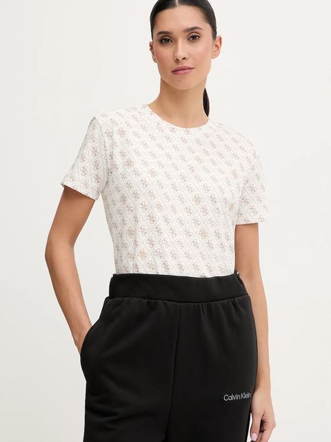 Guess t-shirt bawełniany RHOMBUS damski kolor beżowy V5BI14 I3Z14 - zdjęcie produktu nr 1