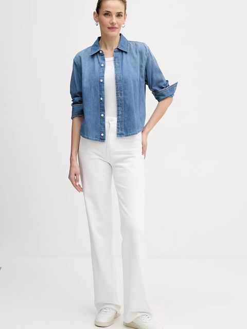 Calvin Klein Jeans koszula jeansowa damska kolor niebieski regular z kołnierzykiem klasycznym LV047E902G - zdjęcie produktu nr 2