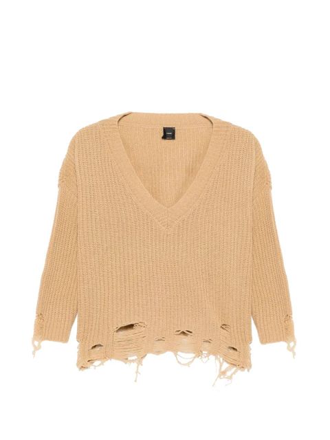 PINKO distressed V-neck sweater - Neutrals - zdjęcie produktu nr 1