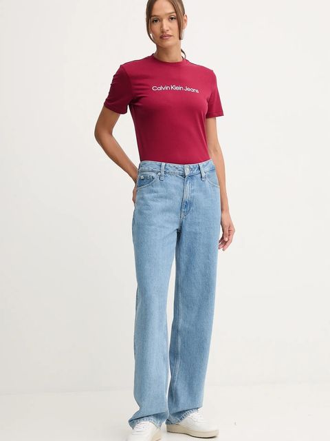 Calvin Klein Jeans t-shirt bawełniany damski kolor bordowy LV047C912G - zdjęcie produktu nr 2