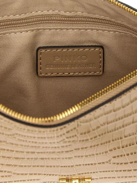 PINKO crocodile-print Love Birds cross body bag - Neutrals