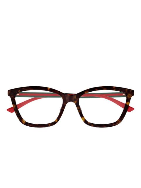 Gucci Eyewear stripe-arms glasses - Brown