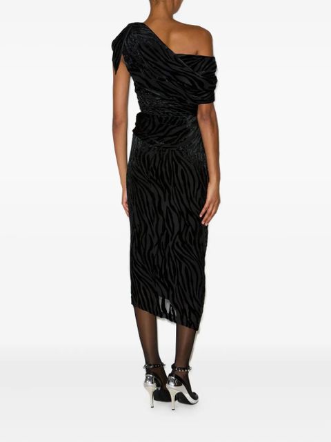 ISABEL MARANT zebra-print one-shoulder dress - Black