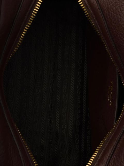 Prada leather top-handle embossed-logo tote bag - Brown