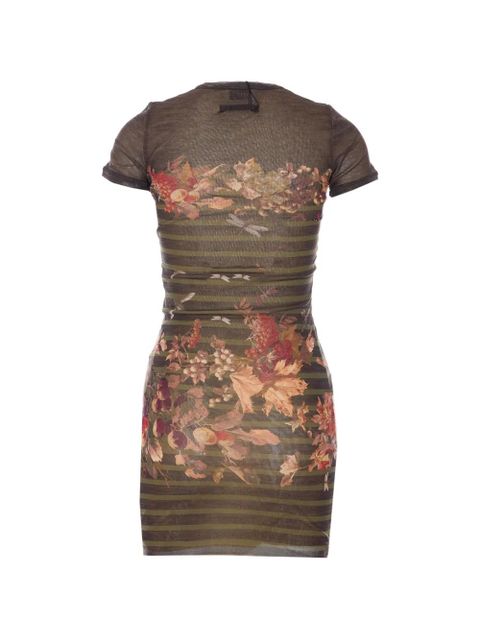 Jean Paul Gaultier crew-neck floral-print mini dress - Brown - zdjęcie produktu nr 2