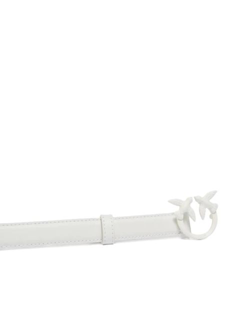 PINKO thin colour-block Love Birds leather belt - White