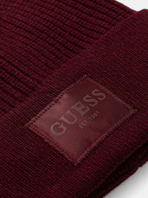 Guess czapka z dodatkiem wełny BRENTON kolor bordowy AW5436 POL03 - zdjęcie produktu nr 2