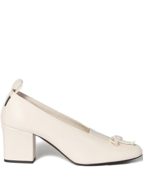 Miu Miu 65mm Élan bow-embellished block-heel pumps - Neutrals - zdjęcie produktu nr 1