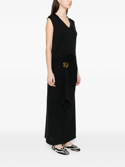 Jil Sander V-neck draped maxi dress - Black